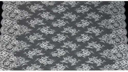 Eyelash Border Floral Lace Net Fabric