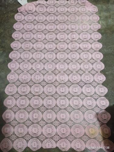 Round Pink Floral Jacquard Net Table Fabric