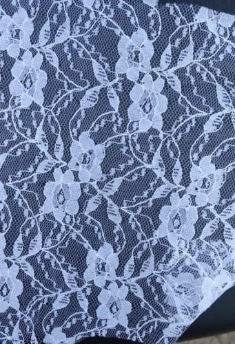 White Floral Bunda Lace Net Fabric