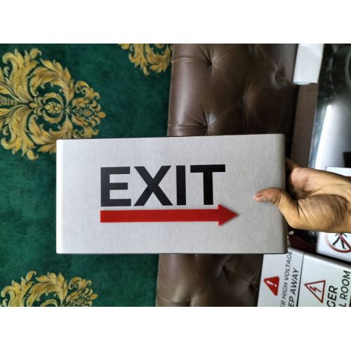 Brushed Finish Exit Direction Sign Board with Arrow Indicator