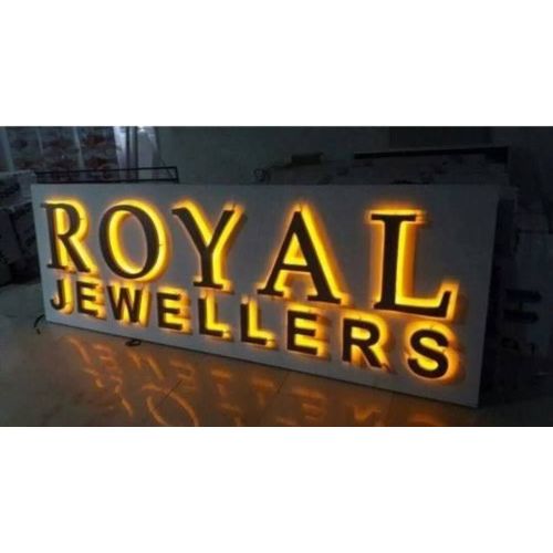 Golden Backlit LED Acrylic Channel Letter Shop Front Sign Board