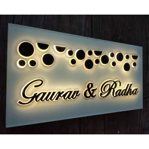 LED Back Glow Acrylic Decorative Name Plate Sign Board