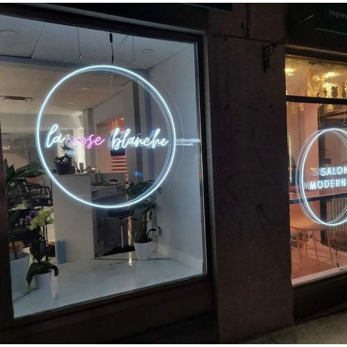 LED Neon Circular Acrylic Window Display Branding Sign Board