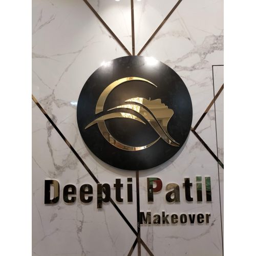 Premium Golden Finish Metal Logo Sign with Matte Black Round Base