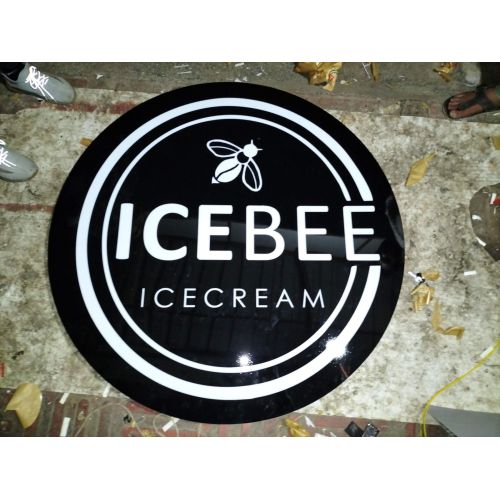 Round Acrylic Non-Lit Branding Sign Board with Gloss Finish