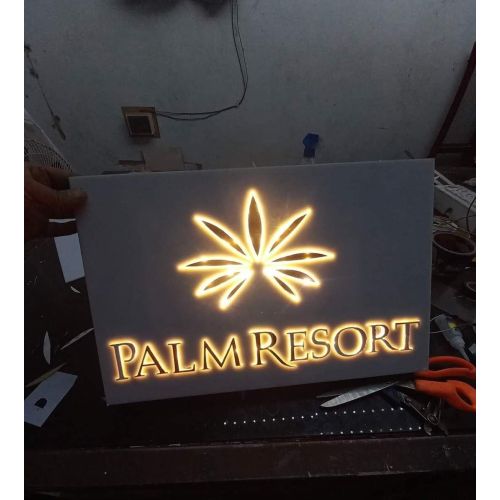 Warm White Backlit Acrylic Logo Wall Mounted Display Sign Board