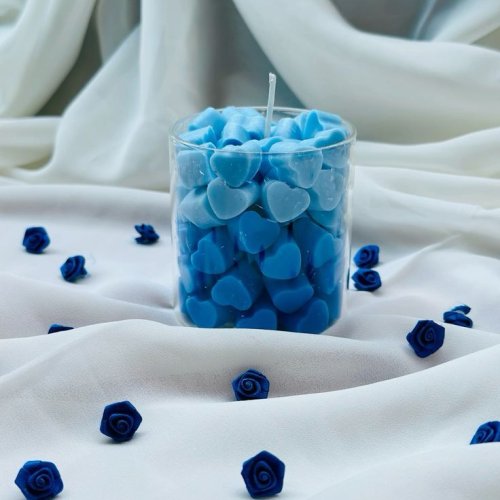 Blue Heart Jar Candle
