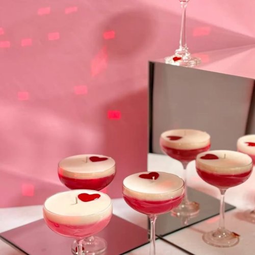 Romantic Heart Cocktail Glass Candle