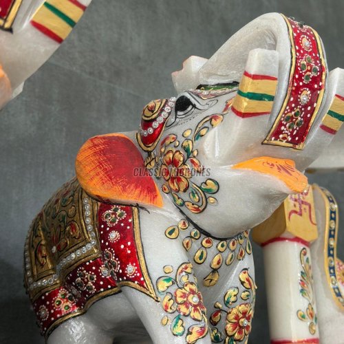 White Marble Elephant Statue