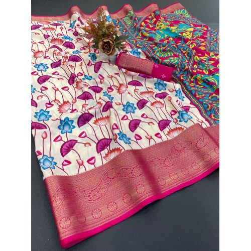Elegant Dola Silk Jacquard Border Printed Saree