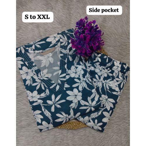 Soft Rayon Printed Kurti Pant Set