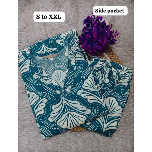 Stylish Rayon Printed Kurti Pant Set