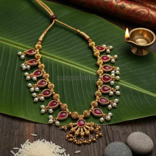 Kundan Style Micro Gold Polish Necklace