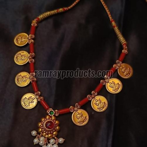 Mahalaxmi Coins Micro Gold Polish Necklace