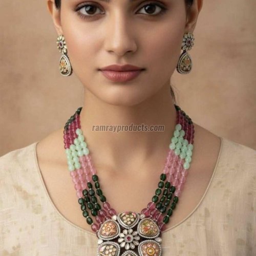 Pastel Stone Multi-Layer Pendant Set