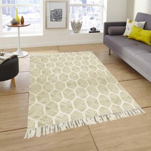 Geometric Taupe Flat Weave Rug