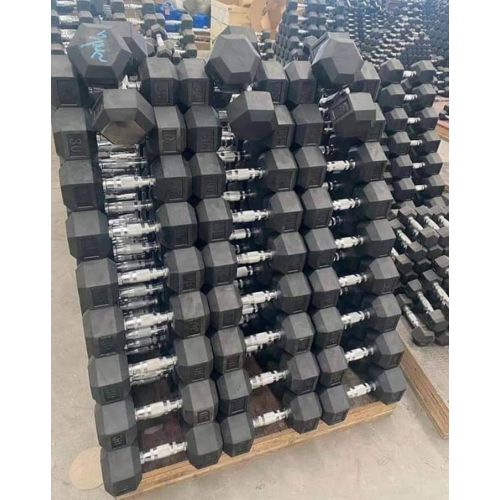 Rubber Coated Hex Gym Dumbbell