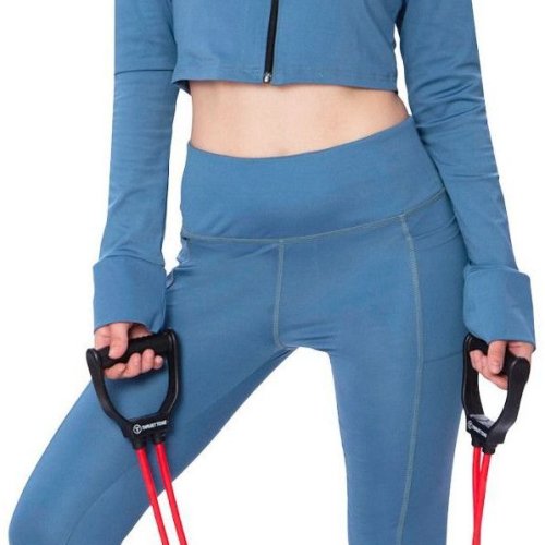 Lycra Blue Safarfit Solid Women Track Suit
