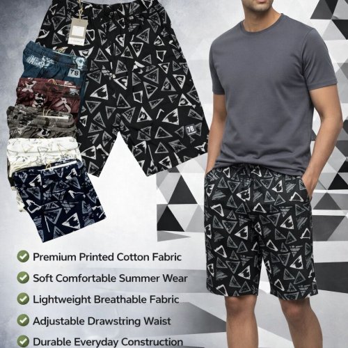 Printed Cotton Bermuda Shorts for Men