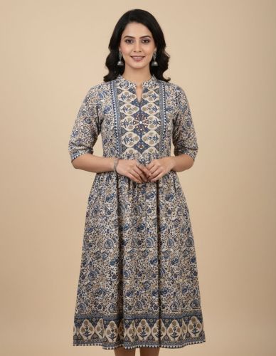Women\'S Cotton Floral Print Anarkali Kurta