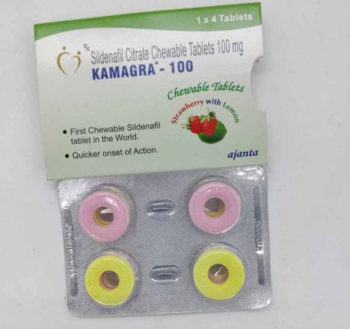 Kamagra 100mg Strawberry Lemon Sildenafil Citrate Chewable Tablet