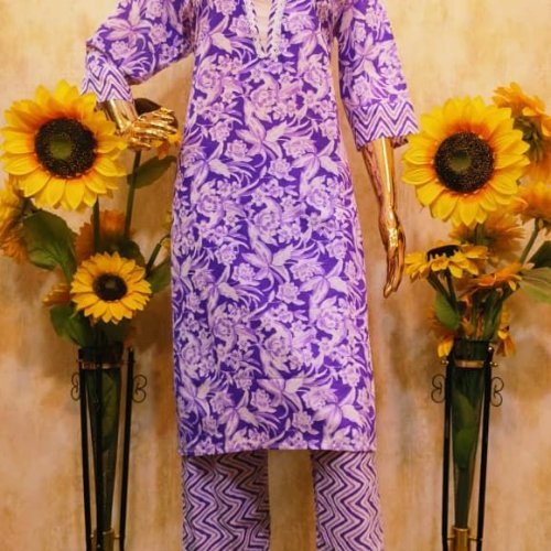 ladies purple cotton suit