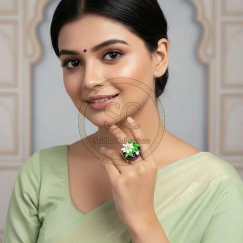 Eco Friendly Flower Design Terracotta Finger Ring