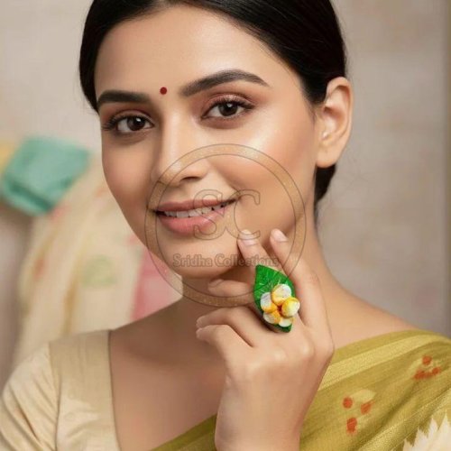Stylish Flower Design Terracotta Clay Finger Ring