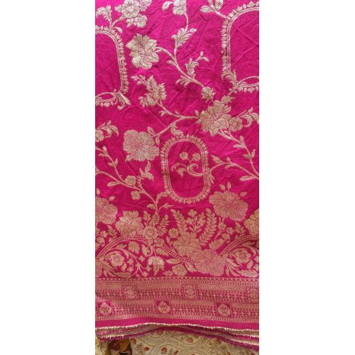 Ladies Banarasi Silk Rani Jacquard Daman Fabric