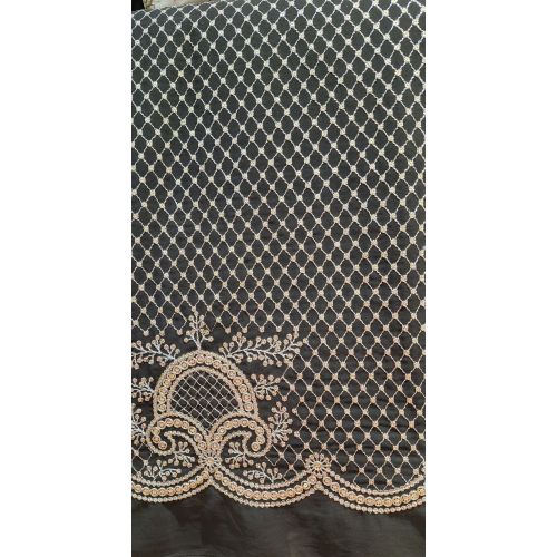 Ladies Black Georgette Resham Daman Work Fabric