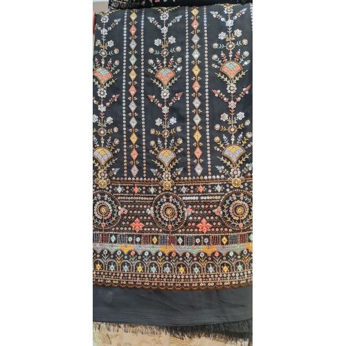 Ladies Black Georgette Thread Embroidery Fabric