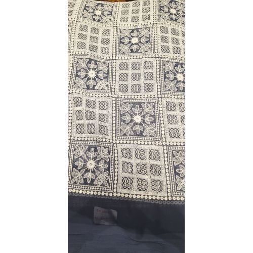 Ladies Blue Self Pattern Georgette Fabric
