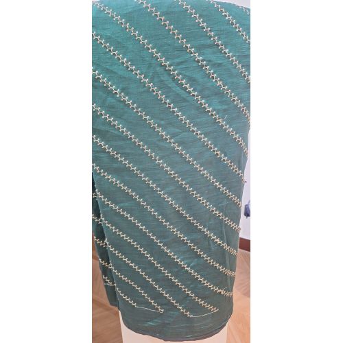 Ladies Dark Green Cotton Silk Leheriya Fabric