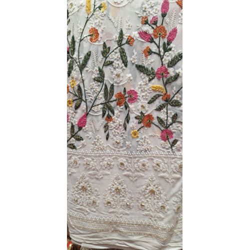 Ladies Georgette Multicolor Daman Work Fabric