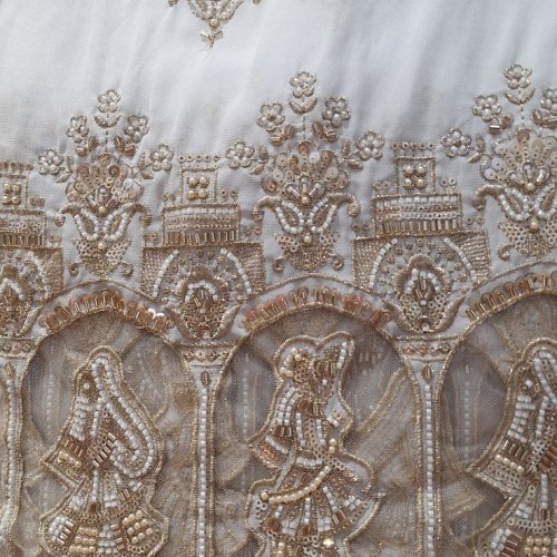 Ladies Georgette Net Cutwork Dulha-Dulhan Embroidered Fabric