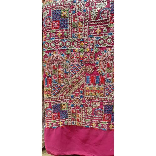 Ladies Georgette Rani Aari Work Allover Designer Fabric