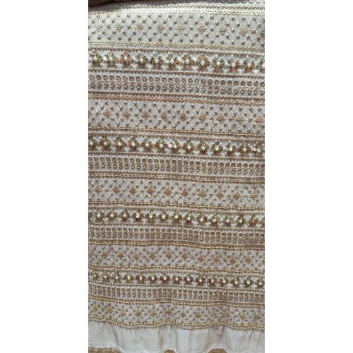 Ladies Luxury Cutdana Embroidered Tissue Silk Fabric