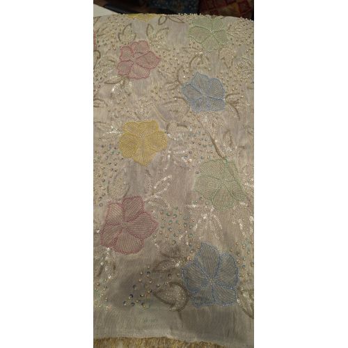 Ladies Multicolor Floral Tissue Silk Fabric