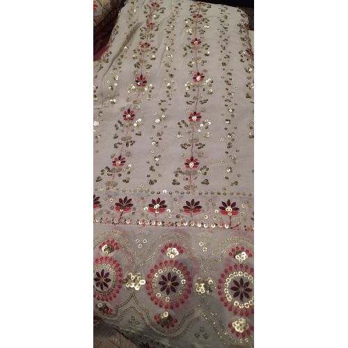 Ladies Pink Sequin Border Designer Daman Fabric