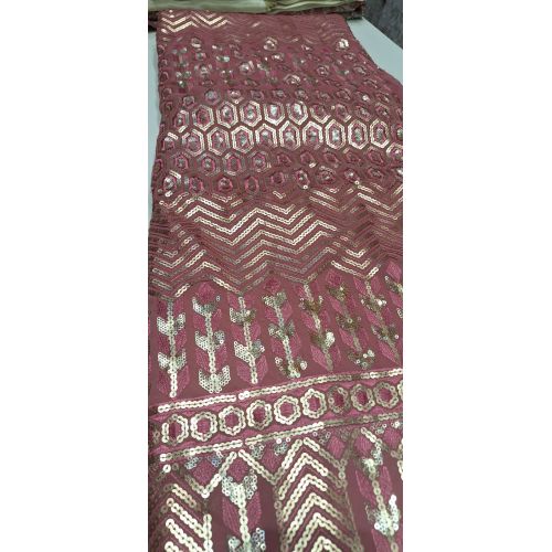 Ladies Pink Sequin Embellished Party Wear Fabric