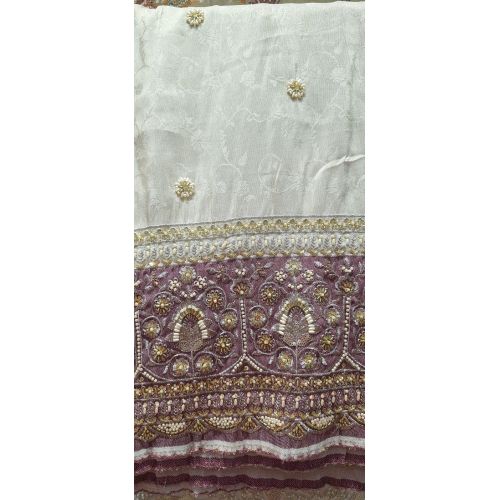 Ladies Tissue Silk Jacquard Purple Daman Fabric
