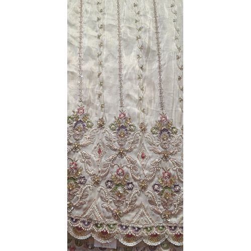 Ladies Tissue Silk Multicolor Daman Designer Fabric