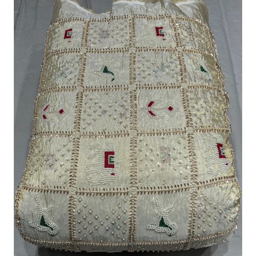 Ladies Tissue Silk Patola Cutdana Embroidered Fabric
