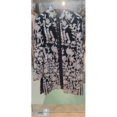 Mens Black Velvet Indo Western Party Wear Suit