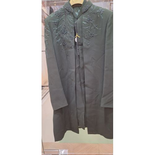 Mens Green Velvet Indo Western Suit