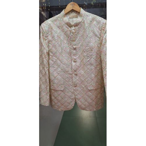 Mens Pink Raw Silk Jodhpuri Coat