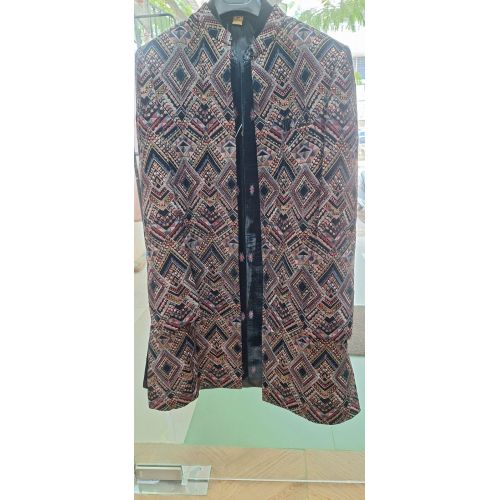 Mens Red &AMP; Black Velvet Indo Western Suit
