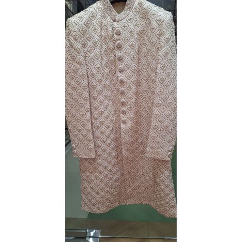 Mens Rose Gold Resham Work Wedding Sherwani