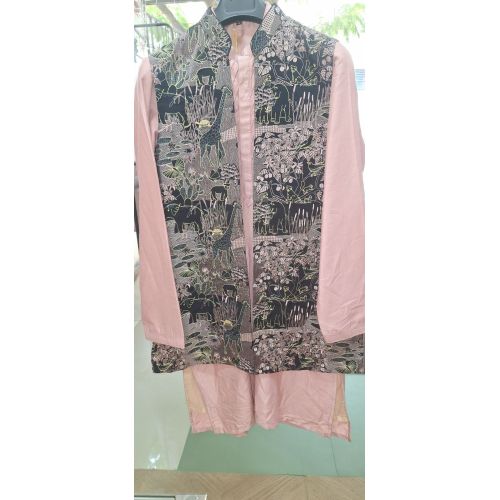 Mens Wine Kurta Modi Jacket Set