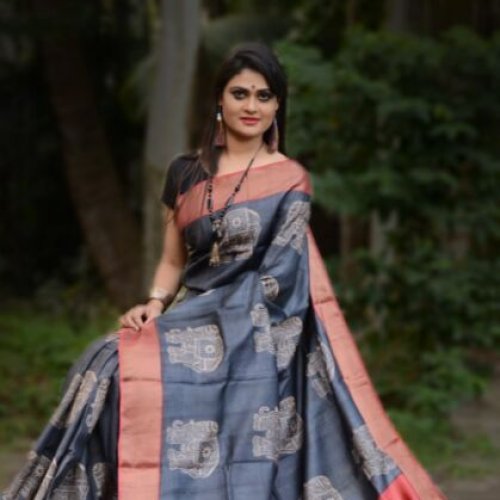Ladies Zari Border Pure Tussar Silk Saree